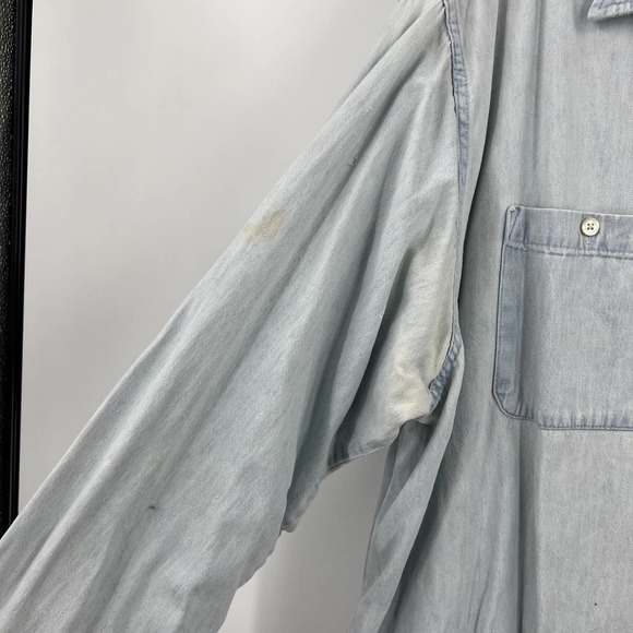 Vintage Harley Davidson Distressed Light Denim Button Up Shacket Men's Large - Picture 6 of 10